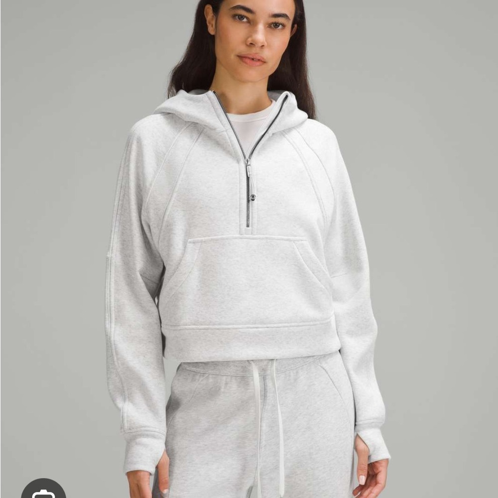 Lululemon Scuba Oversized Half Zip Hoodie PLUSH XS/S Heathered Alpine White